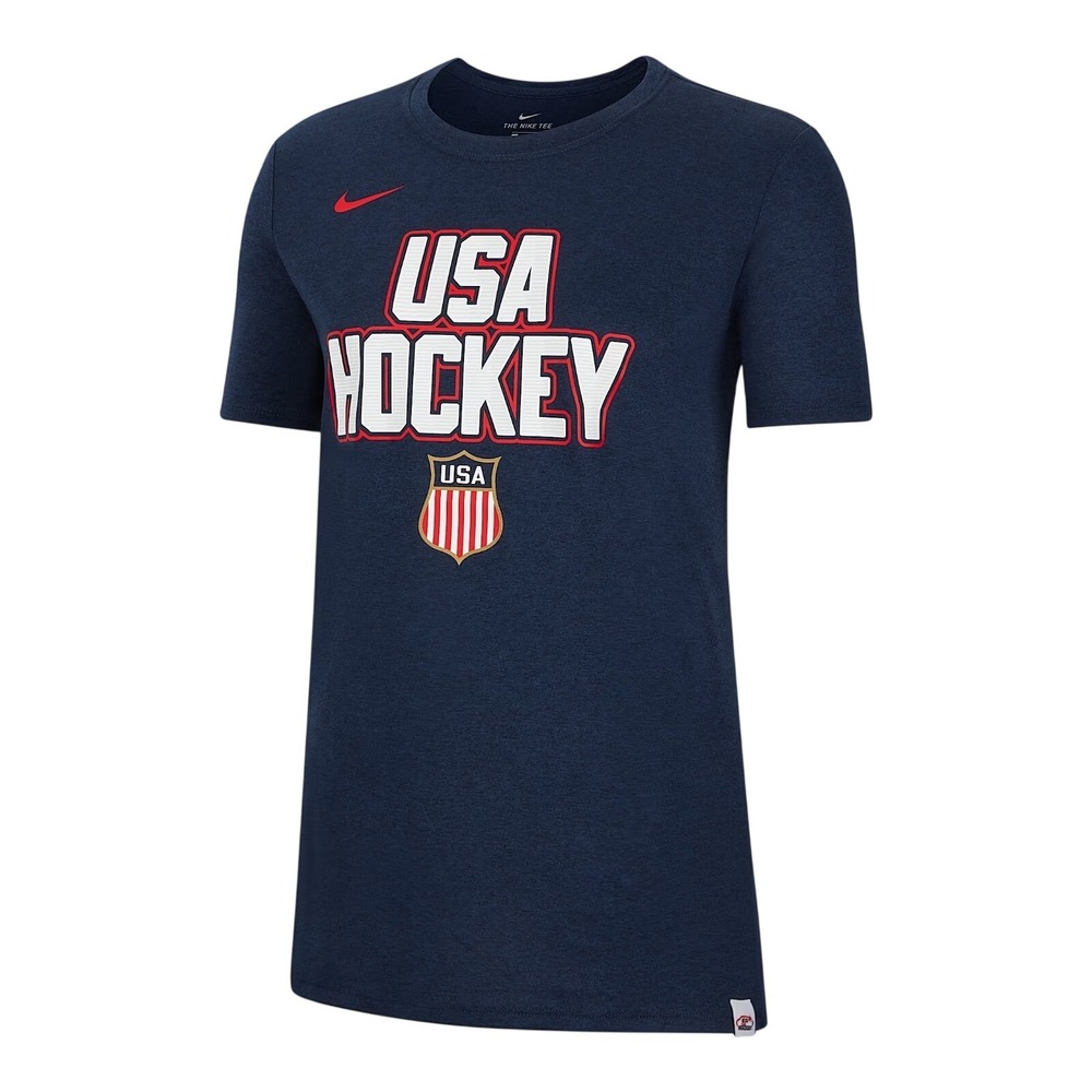 Nike Womens USA Hockey Dri-Fit T-Shirt Navy Blue Performance Sportswear Tee